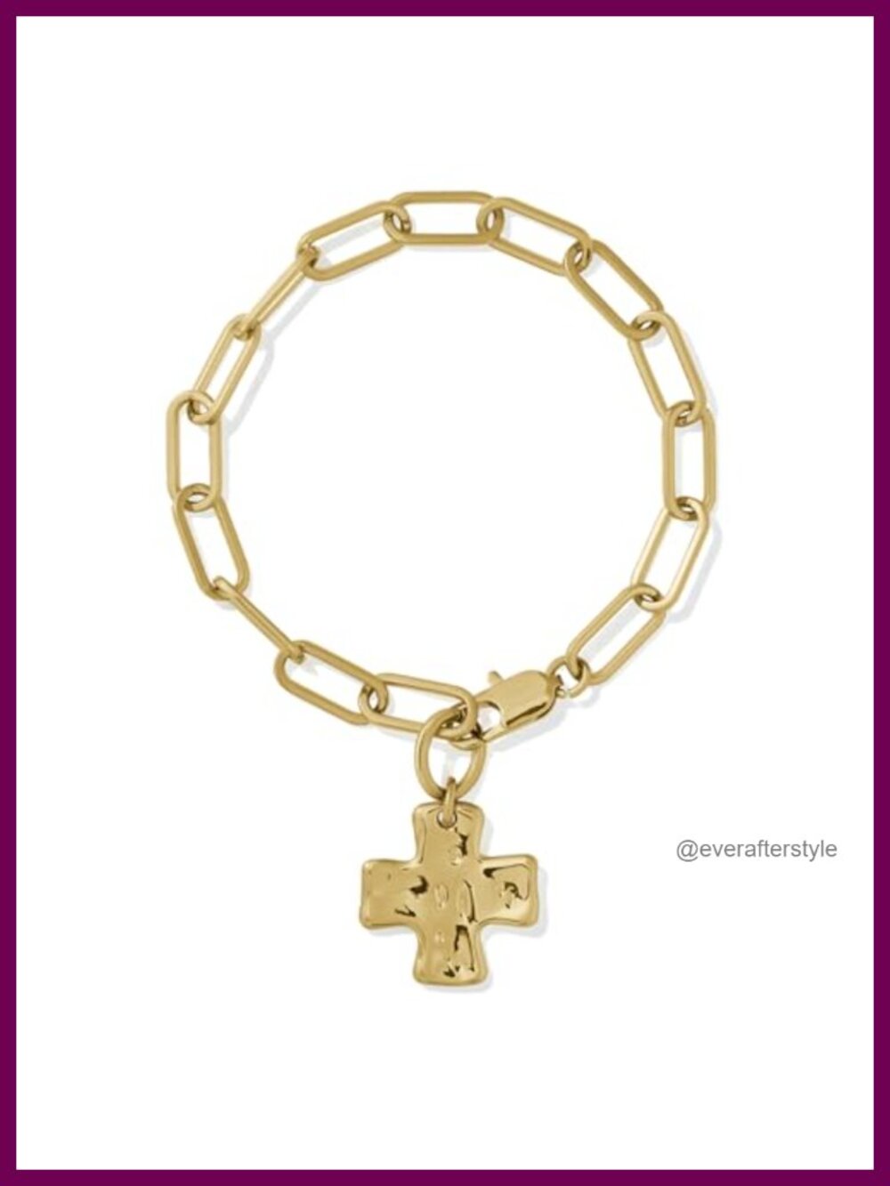 Gold PVD Coated Chunky Chain Bracelet 7.5" Cross Pendant Waterproof
